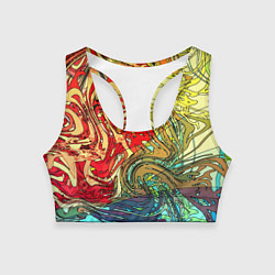 Топик спортивный женский Хаотичные линии Abstract pattern, цвет: 3D-принт
