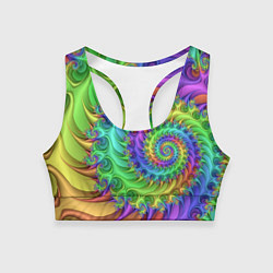 Топик спортивный женский Красочная фрактальная спираль Узор Colorful fracta, цвет: 3D-принт