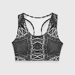 Топик спортивный женский Черно-белый этнический орнамент, цвет: 3D-принт