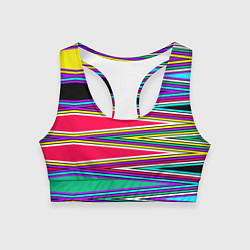 Женский спортивный топ Разноцветный радужный полосатый принт