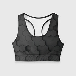 Топик спортивный женский Чёрные 3D пластины black 3d plates плиты, цвет: 3D-принт