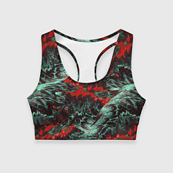 Топик спортивный женский Красно-Белая Вулканическая Лава, цвет: 3D-принт