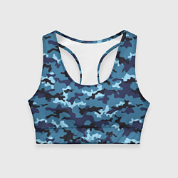 Женский спортивный топ Камуфляж Тёмно-Синий Camouflage Dark-Blue