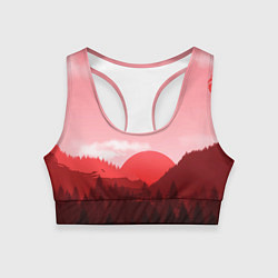 Женский спортивный топ Закат в горах в розовых тонах