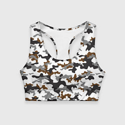 Женский спортивный топ Камуфляж Чёрно-Белый Camouflage Black-White