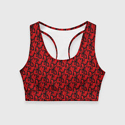 Топик спортивный женский Красные психоделический смайлы, цвет: 3D-принт