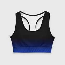 Топик спортивный женский Черный с синим градиент, цвет: 3D-принт