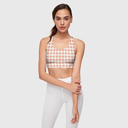 Топик спортивный женский Light beige plaid fashionable checkered pattern, цвет: 3D-принт — фото 2