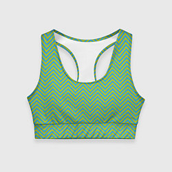 Топик спортивный женский Зеленые зигзаги, цвет: 3D-принт