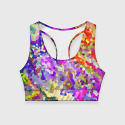 Топик спортивный женский Летняя мозаика, цвет: 3D-принт