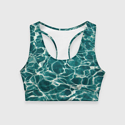 Топик спортивный женский Абстрактные волны в воде - Тёмно-зелёный, цвет: 3D-принт