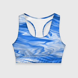 Топик спортивный женский Бело синий абстрактный фон Волны, цвет: 3D-принт