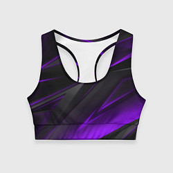 Топик спортивный женский Черно-фиолетовая геометрическая абстракция, цвет: 3D-принт