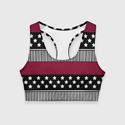 Топик спортивный женский Burgundy black striped pattern, цвет: 3D-принт
