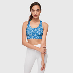 Топик спортивный женский Голубое кружево, цвет: 3D-принт — фото 2