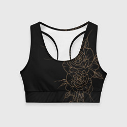 Топик спортивный женский Элегантные розы на черном фоне, цвет: 3D-принт