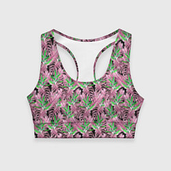 Женский спортивный топ Tropical plants in brown and green