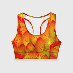 Топик спортивный женский Осенние желтые листья, цвет: 3D-принт