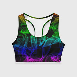 Топик спортивный женский Разноцветный неоновый дым, цвет: 3D-принт