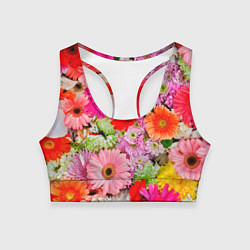 Топик спортивный женский Colorful chrysanthemums, цвет: 3D-принт