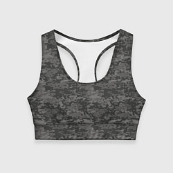 Топик спортивный женский Камуфляж AOR-2 серый пиксель, цвет: 3D-принт