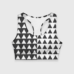 Топик спортивный женский Черно-белые треугольники паттерн, цвет: 3D-принт