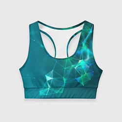 Топик спортивный женский Геометрическая конструкция на бирюзовом фоне, цвет: 3D-принт