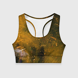 Топик спортивный женский Чёрный туман и золотые краски, цвет: 3D-принт