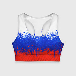Топик спортивный женский Флаг России с горизонтальными подтёками, цвет: 3D-принт