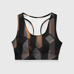 Топик спортивный женский Абстрактные тёмные геометрические блоки, цвет: 3D-принт