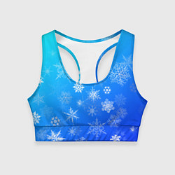 Топик спортивный женский Снежинки в небе, цвет: 3D-принт
