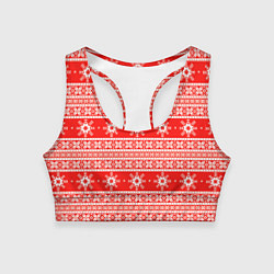 Топик спортивный женский New Year snowflake pattern, цвет: 3D-принт