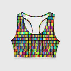 Топик спортивный женский Квадраты градиент, цвет: 3D-принт