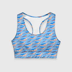 Топик спортивный женский Плывущие девушки на голубом фоне, цвет: 3D-принт