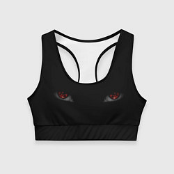 Топик спортивный женский Глазки в темноте, цвет: 3D-принт