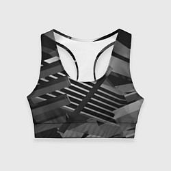 Женский спортивный топ Жёсткий абстрактный серый и тёмно-серый металл