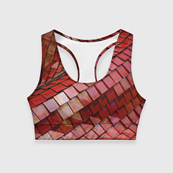 Топик спортивный женский Красный паттерн из металлических блоков, цвет: 3D-принт