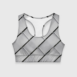 Топик спортивный женский Серый блоковый металлический паттерн, цвет: 3D-принт