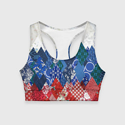 Топик спортивный женский Флаг России в стиле пэчворк, цвет: 3D-принт