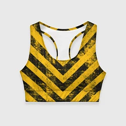 Топик спортивный женский WARNING - желто-черные полосы, цвет: 3D-принт
