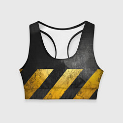 Топик спортивный женский Желтые предупреждающие полосы, цвет: 3D-принт