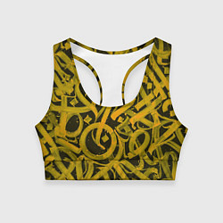 Топик спортивный женский Gold Calligraphic, цвет: 3D-принт