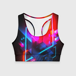 Топик спортивный женский Neon stripes color, цвет: 3D-принт