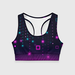 Топик спортивный женский Светящиеся неоновые квадраты, цвет: 3D-принт