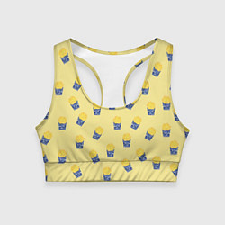 Топик спортивный женский Картофель фри - паттерн: желтый, цвет: 3D-принт