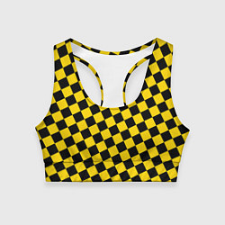 Топик спортивный женский Черно-желтая мелкая клетка, цвет: 3D-принт