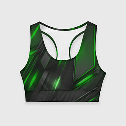 Топик спортивный женский Черные пластины с зеленым свечением, цвет: 3D-принт