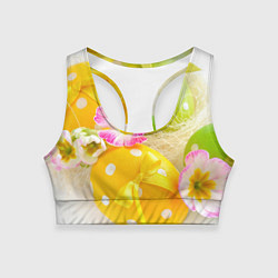Топик спортивный женский Пасхальные яйца и цветы, цвет: 3D-принт