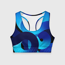 Топик спортивный женский Синие линии в виде узоров, цвет: 3D-принт