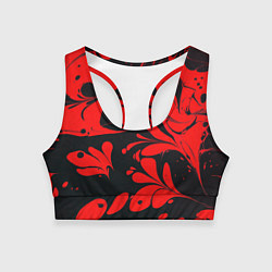 Топик спортивный женский Красно-черный узор, цвет: 3D-принт